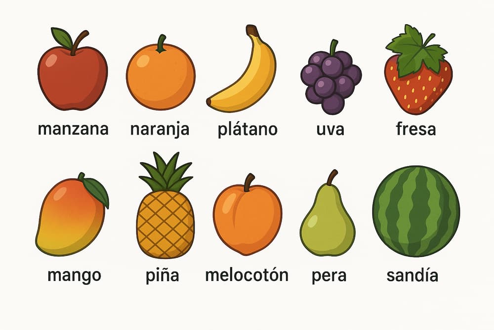 Fruits in Spanish language