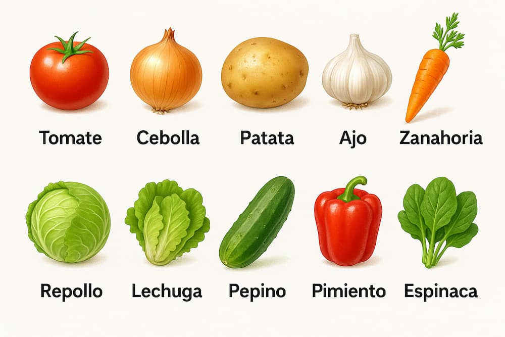 Vegetables in Spanish language
